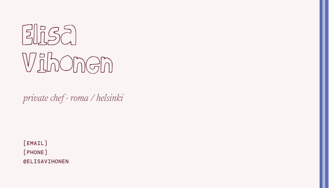 Business card back, text only