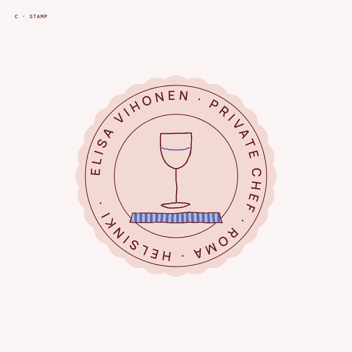 Logo C, scalloped stamp