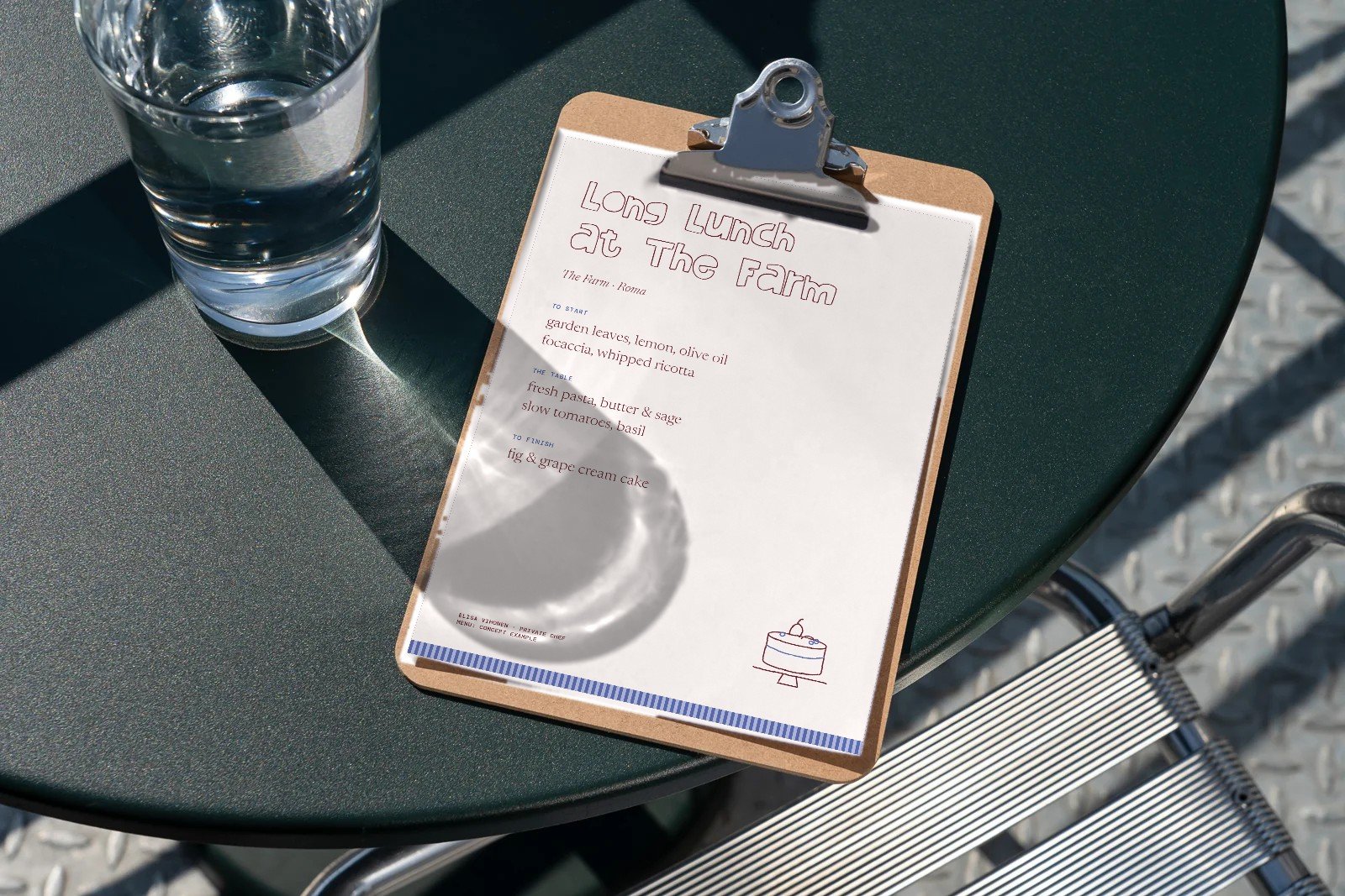 Menu on a clipboard