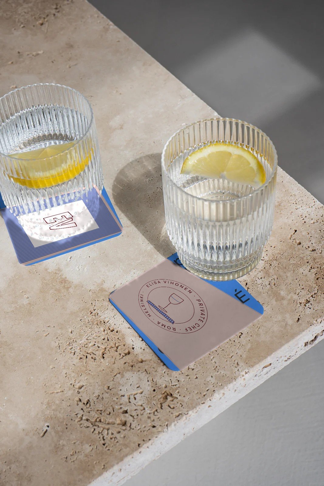 Coasters under glasses